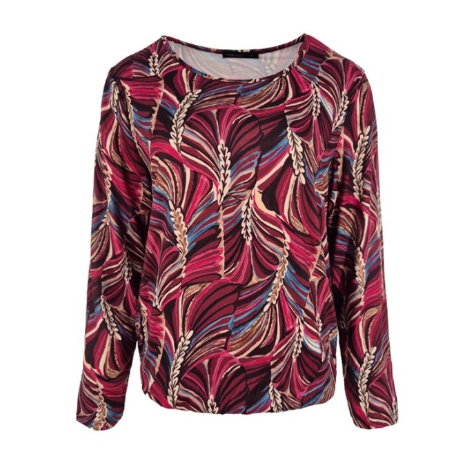 W FOS shirt Sisi feather line Bordeaux multi